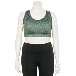 Plus Size Tek Gear® Racerback Low-Impact Sports Bra -Tek Gear store 2750546 Green Leopard