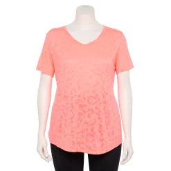 Plus Size Tek Gear® Essential Short Sleeve V-Neck Tee -Tek Gear store 3112953 Orange Burnout