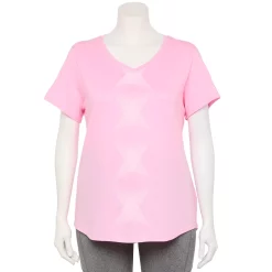 Plus Size Tek Gear® Essential Short Sleeve V-Neck Tee -Tek Gear store 3112953 Rose Geometric