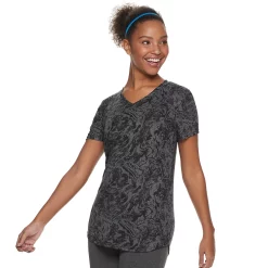 Petite Tek Gear® Moisture-Wicking V-Neck Tee -Tek Gear store 3220626 Burnout Black