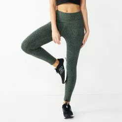 Women's Tek Gear® Essential High-Waisted Leggings -Tek Gear store 4276683 Olive Cheetah