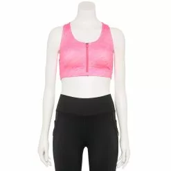 Tek Gear® Zip-Front Medium-Impact Sports Bra -Tek Gear store 4657353 Pink Print