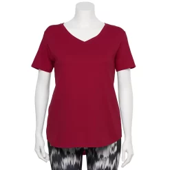 Plus Size Tek Gear® Core V-Neck Tee -Tek Gear store 4998289 Cherry Fusion