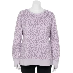 Plus Size Tek Gear® Ultrasoft Fleece Crewneck Sweatshirt 79 Plus Size Tek Gear® Ultrasoft Fleece Crewneck Sweatshirt -Tek Gear store 5000133 Lavender Leopard