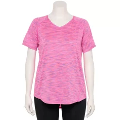 Plus Size Tek Gear® Performance Core V-Neck Tee -Tek Gear store 5016444 Pink Spacedye
