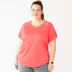 Plus Size Tek Gear® Performance Core V-Neck Tee -Tek Gear store 5016444 Wild Flamingo