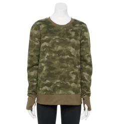Petite Tek Gear® Ultrasoft Fleece Crewneck Sweatshirt -Tek Gear store 5146364 Olive Camo