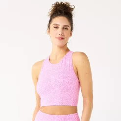 Tek Gear® Essential Low-Impact Longline Sports Bra -Tek Gear store 5232451 Pink Cheetah