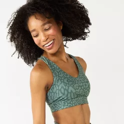 Tek Gear® Core Medium-Impact V-Neck Sports Bra 34 Tek Gear® Core Medium-Impact V-Neck Sports Bra -Tek Gear store 5256799 Green Leopard