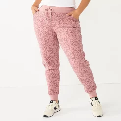 Petite Tek Gear® Ultrasoft Fleece Joggers -Tek Gear store 5543172 Rose Leopard