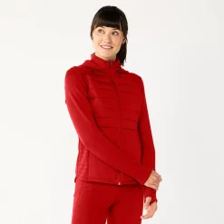 Women's Tek Gear® Hooded Mixed-Media Jacket -Tek Gear store 5561979 Cranberry Kiss