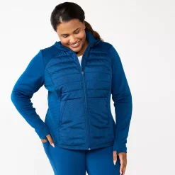 Plus Size Tek Gear® Hooded Mixed-Media Jacket -Tek Gear store 5567937 Blue Crayon Dot Print