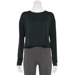 Women's Tek Gear® Lettuce-Edge Cross-Back Top 10 Women's Tek Gear® Lettuce-Edge Cross-Back Top -Tek Gear store 5653063 Black