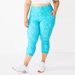 Plus Size Tek Gear® Ultrastretch Pocket High-Waisted Capri Leggings -Tek Gear store 5663102 Blue Warped