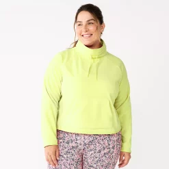 Plus Size Tek Gear® Microfleece Crop Cowlneck Sweatshirt
