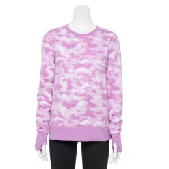 Petite Tek Gear® Ultrasoft Fleece Crewneck Sweatshirt -Tek Gear store 6120169 Purple Camo
